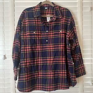 Old Navy Maternity Shirt Plaid Top Flannel Blue Large